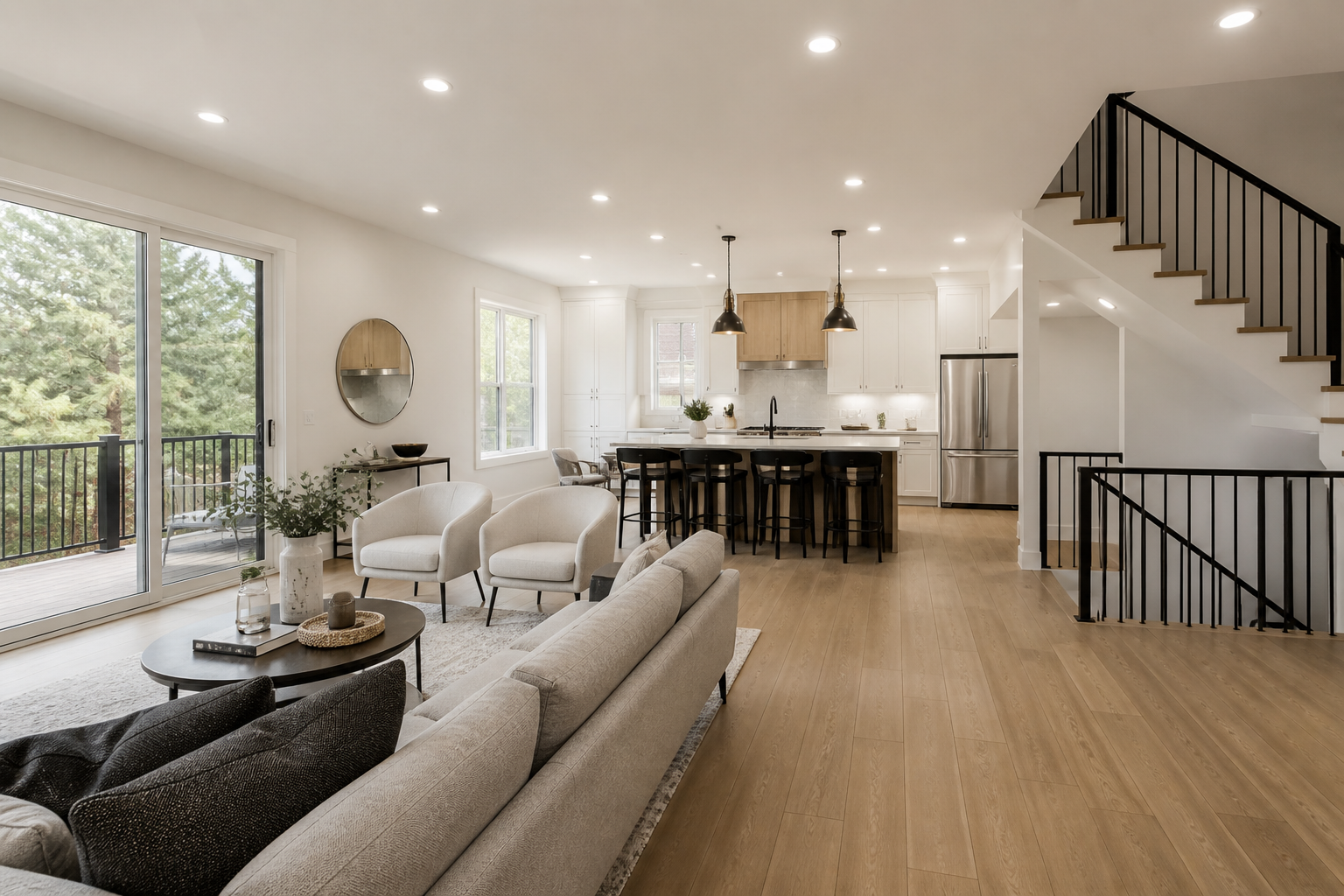 Open concept living room and kitchen